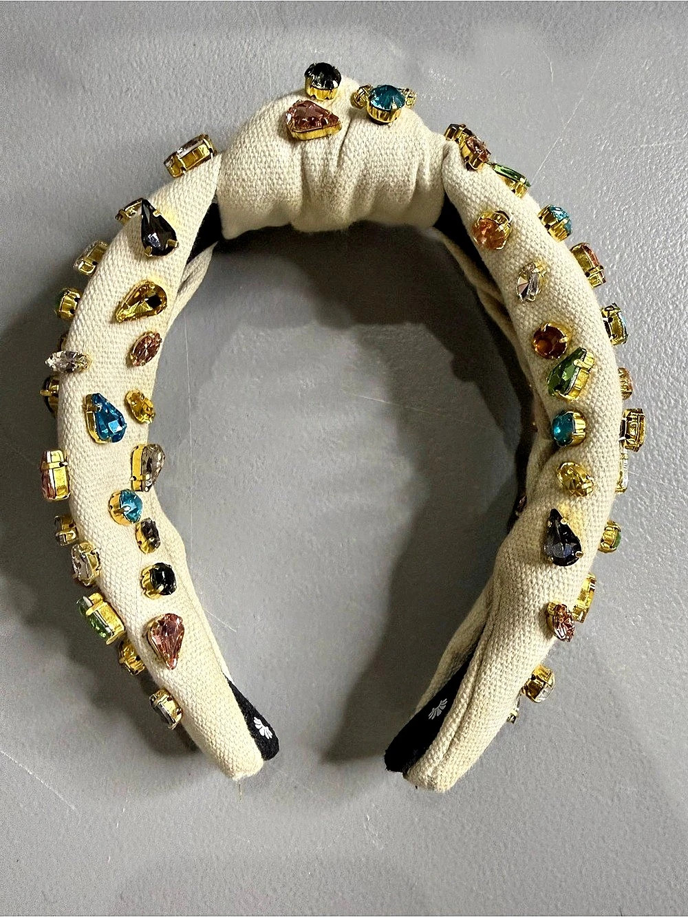 Lele Sadoughi Crystal Knotted Headband White & Gold